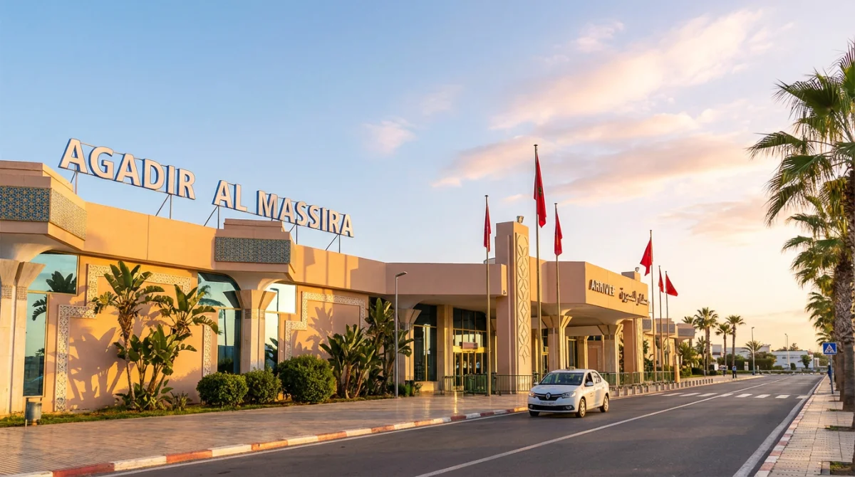 Terminal de l'aéroport d'Agadir Al Massira vue extérieure